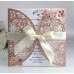 Square Invitation Card With Ribbon Bow Glitter Paper Laser Cut Teachers' Day Greeting Card